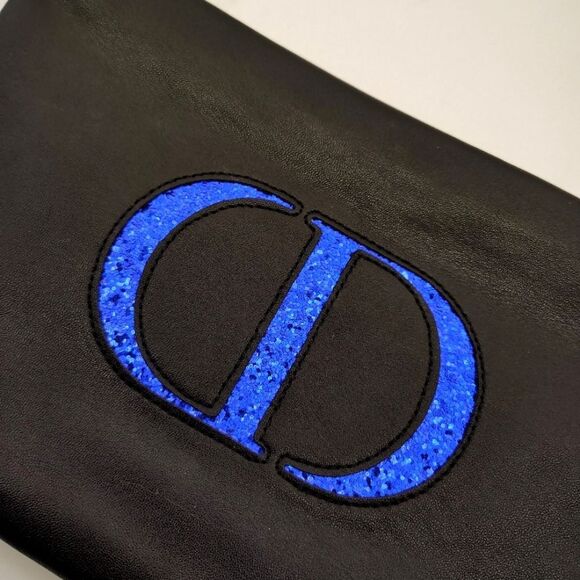 Dior Black Blue Sparkle logo Makeup Cosmetic Bag - Picture 2 of 9